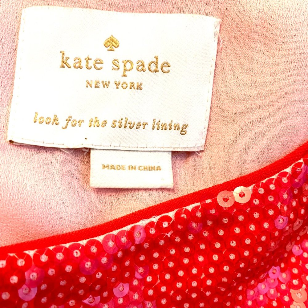 Pink Kate Spade Caution to the Wind Sleeveless Striped Sequin Shift Dress 4 - Picture 4 of 9